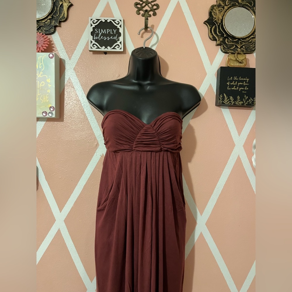 Rachel Pally Fortuna Strapless Dress Burgundy - Picture 2 of 8